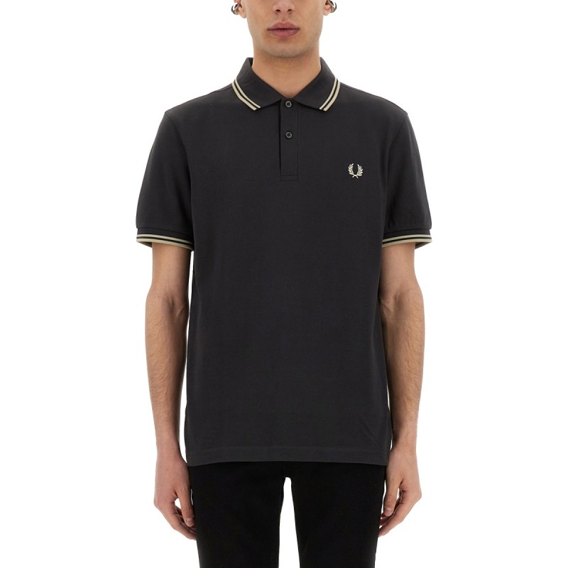 COTTON PIQUE POLO SHIRT WITH DOUBLE STRIPE