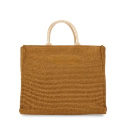 LARGE RAFFIA EFFECT FABRIC TOTE BAG