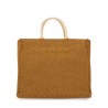 LARGE RAFFIA EFFECT FABRIC TOTE BAG