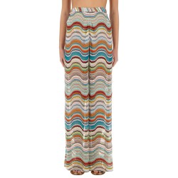KNIT COVER-UP PANTS WITH LAMÉ WAVE PATTERN