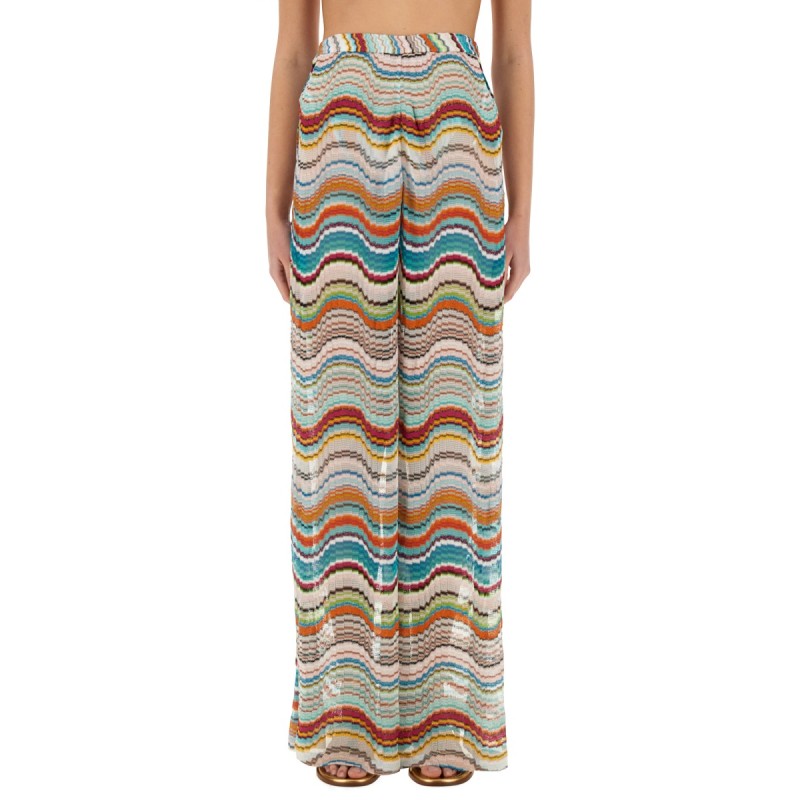 KNIT COVER-UP PANTS WITH LAMÉ WAVE PATTERN