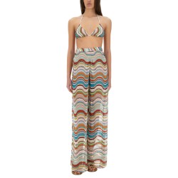 KNIT COVER-UP PANTS WITH LAMÉ WAVE PATTERN