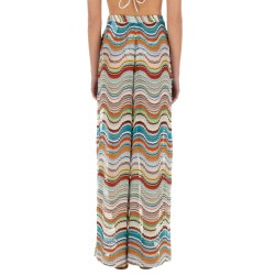 KNIT COVER-UP PANTS WITH LAMÉ WAVE PATTERN