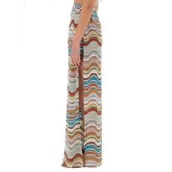 KNIT COVER-UP PANTS WITH LAMÉ WAVE PATTERN