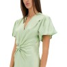 GATHERED V-NECK MIDI DRESS