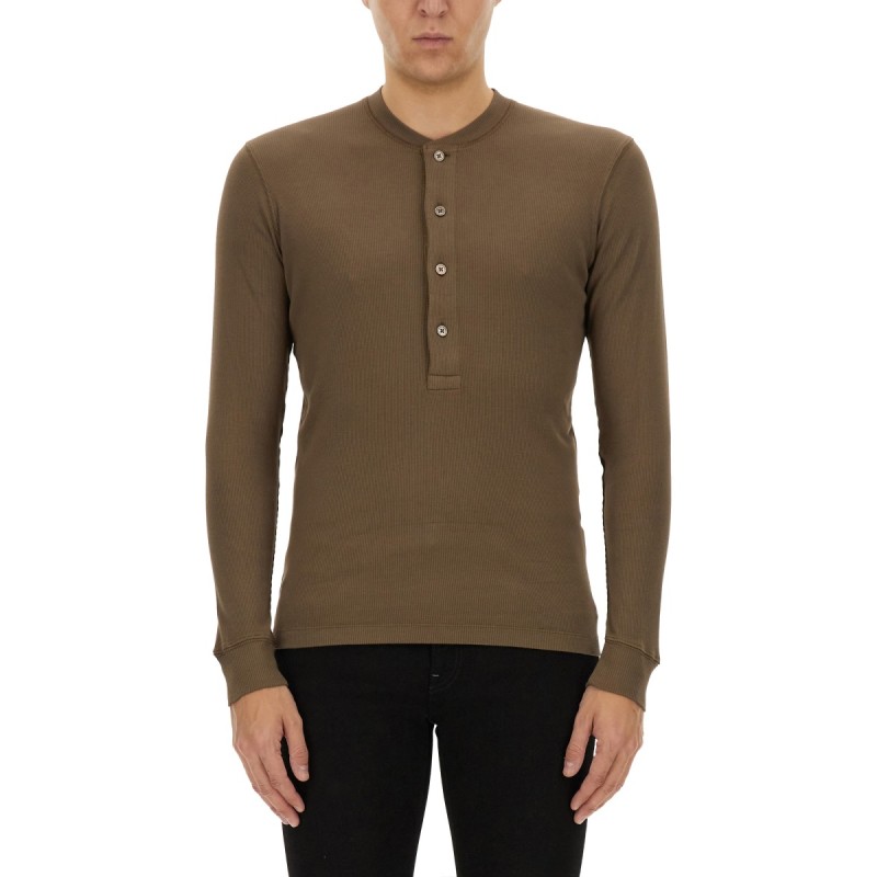 RIBBED "HENLEY" T-SHIRT