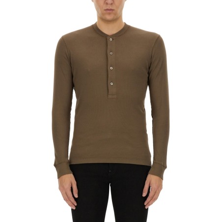RIBBED "HENLEY" T-SHIRT