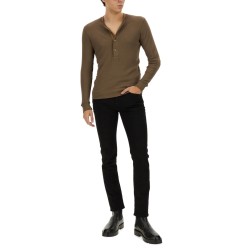 RIBBED "HENLEY" T-SHIRT