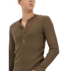 RIBBED "HENLEY" T-SHIRT