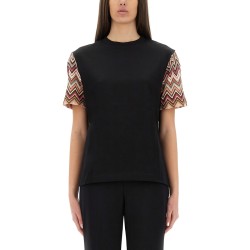 T-SHIRT WITH ZIG ZAG KNIT SLEEVES