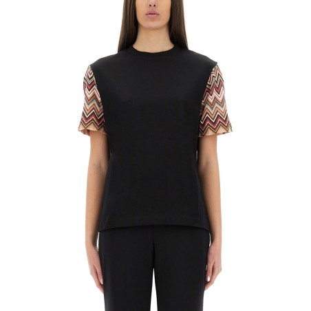 T-SHIRT WITH ZIG ZAG KNIT SLEEVES