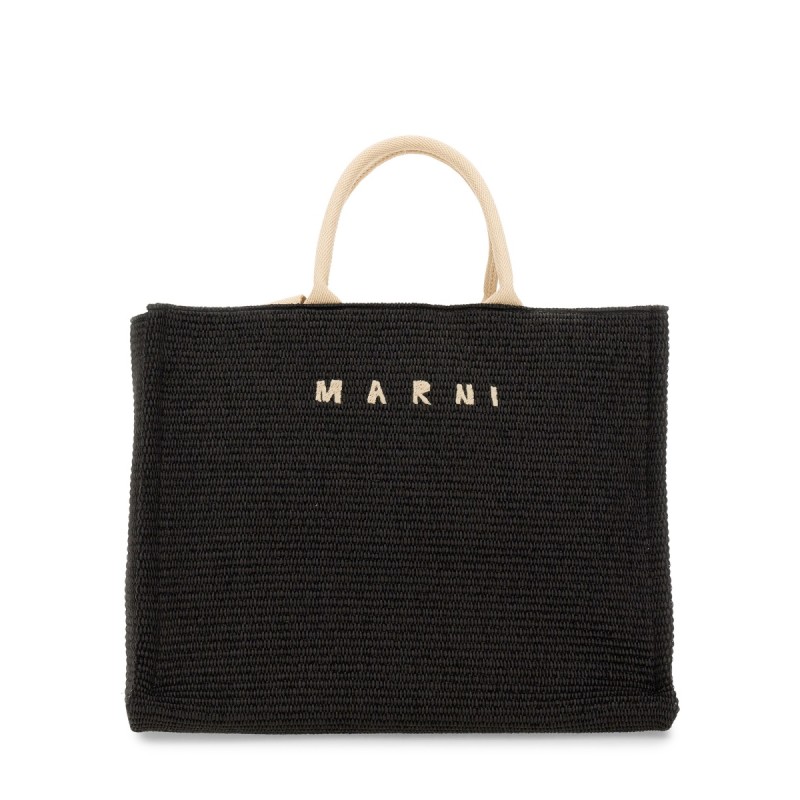 LARGE RAFFIA EFFECT FABRIC TOTE BAG
