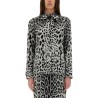 LEOPARD PRINT BOW CHARMEUSE SHIRT