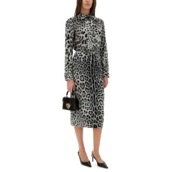 LEOPARD PRINT BOW CHARMEUSE SHIRT