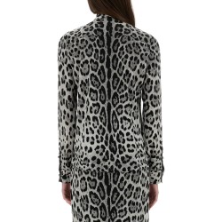LEOPARD PRINT BOW CHARMEUSE SHIRT