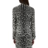 LEOPARD PRINT BOW CHARMEUSE SHIRT