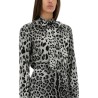 LEOPARD PRINT BOW CHARMEUSE SHIRT