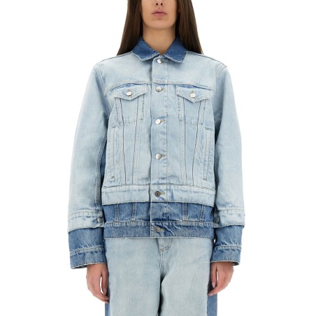 DENIM JACKET WITH CONTRASTING PANEL