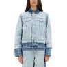 DENIM JACKET WITH CONTRASTING PANEL