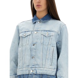 DENIM JACKET WITH CONTRASTING PANEL