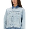 DENIM JACKET WITH CONTRASTING PANEL