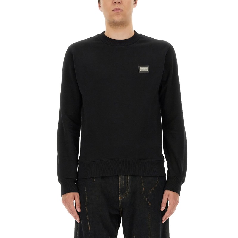 SWEATSHIRT WITH LOGO PLAQUE