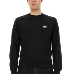 SWEATSHIRT WITH LOGO PLAQUE