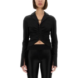 SHIRT WITH RUFFLES AND "INSTITUTIONAL LOGO"