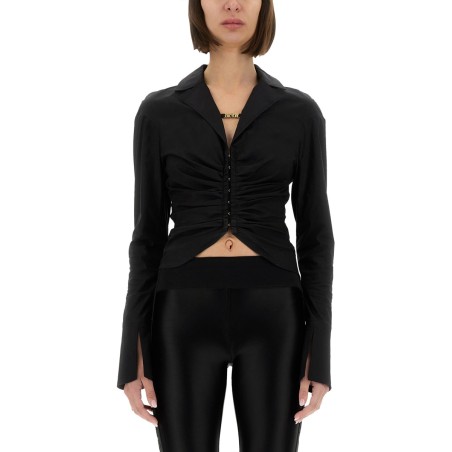 SHIRT WITH RUFFLES AND "INSTITUTIONAL LOGO"