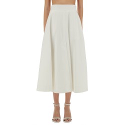COTTON GABARDINE LONG FLARED SKIRT