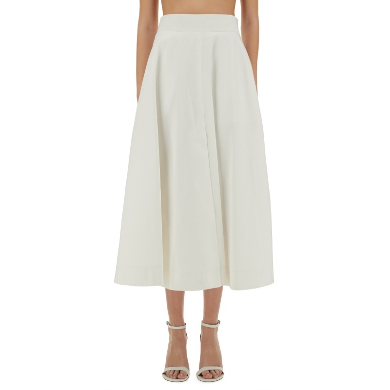 COTTON GABARDINE LONG FLARED SKIRT
