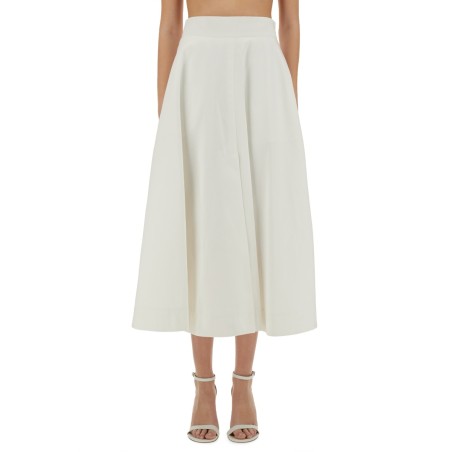 COTTON GABARDINE LONG FLARED SKIRT