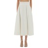COTTON GABARDINE LONG FLARED SKIRT