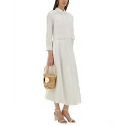 COTTON GABARDINE LONG FLARED SKIRT