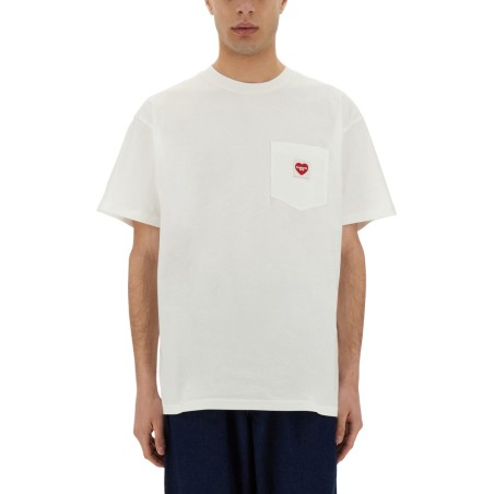 T-SHIRT WITH POCKET AND HEART PATCH