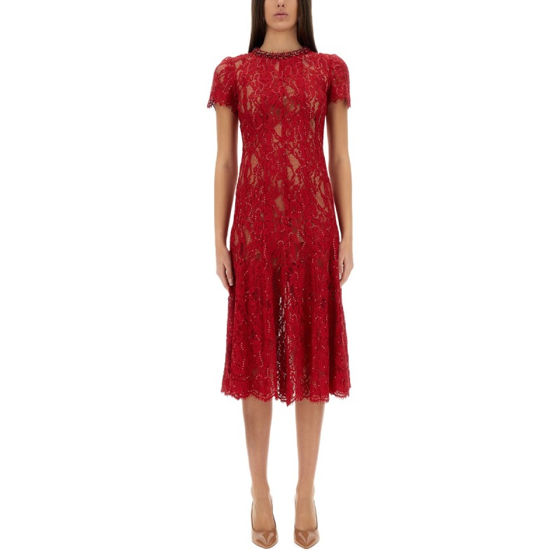 LACE MIDI DRESS WITH SEQUINS