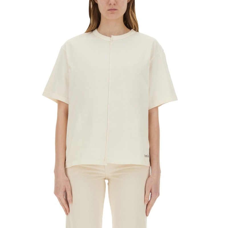 ASYMMETRIC T-SHIRT WITH MICRO LOGO