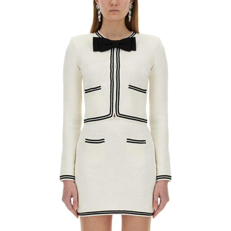 JACQUARD CARDIGAN WITH BOW
