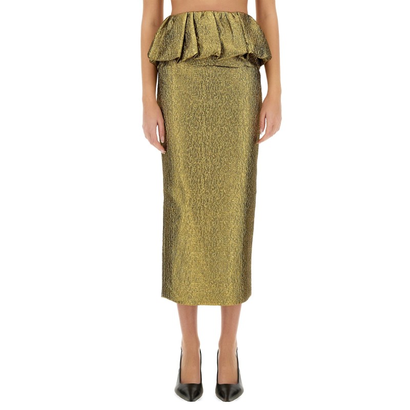 METALLIC JACQUARD MIDI SKIRT