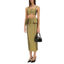 METALLIC JACQUARD MIDI SKIRT
