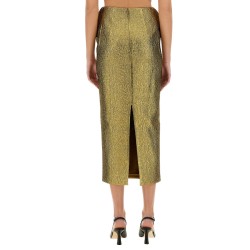 METALLIC JACQUARD MIDI SKIRT