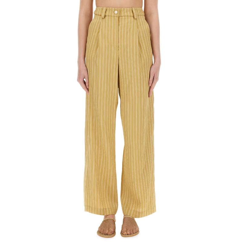 STRIPED SATIN TAILORED PANTS