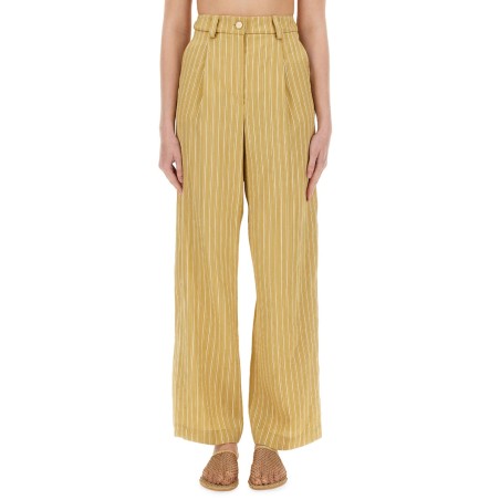 STRIPED SATIN TAILORED PANTS