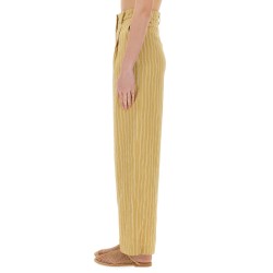 STRIPED SATIN TAILORED PANTS