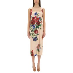 FLOWER PRINT SATIN SHEATH LONGUETTE DRESS
