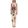FLOWER PRINT SATIN SHEATH LONGUETTE DRESS