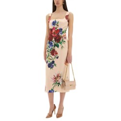 FLOWER PRINT SATIN SHEATH LONGUETTE DRESS