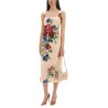 FLOWER PRINT SATIN SHEATH LONGUETTE DRESS