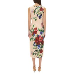 FLOWER PRINT SATIN SHEATH LONGUETTE DRESS