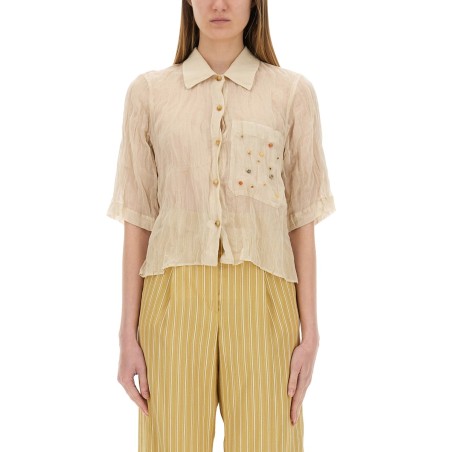 COTTON GAUZE SHIRT WITH APPLIQUÉS